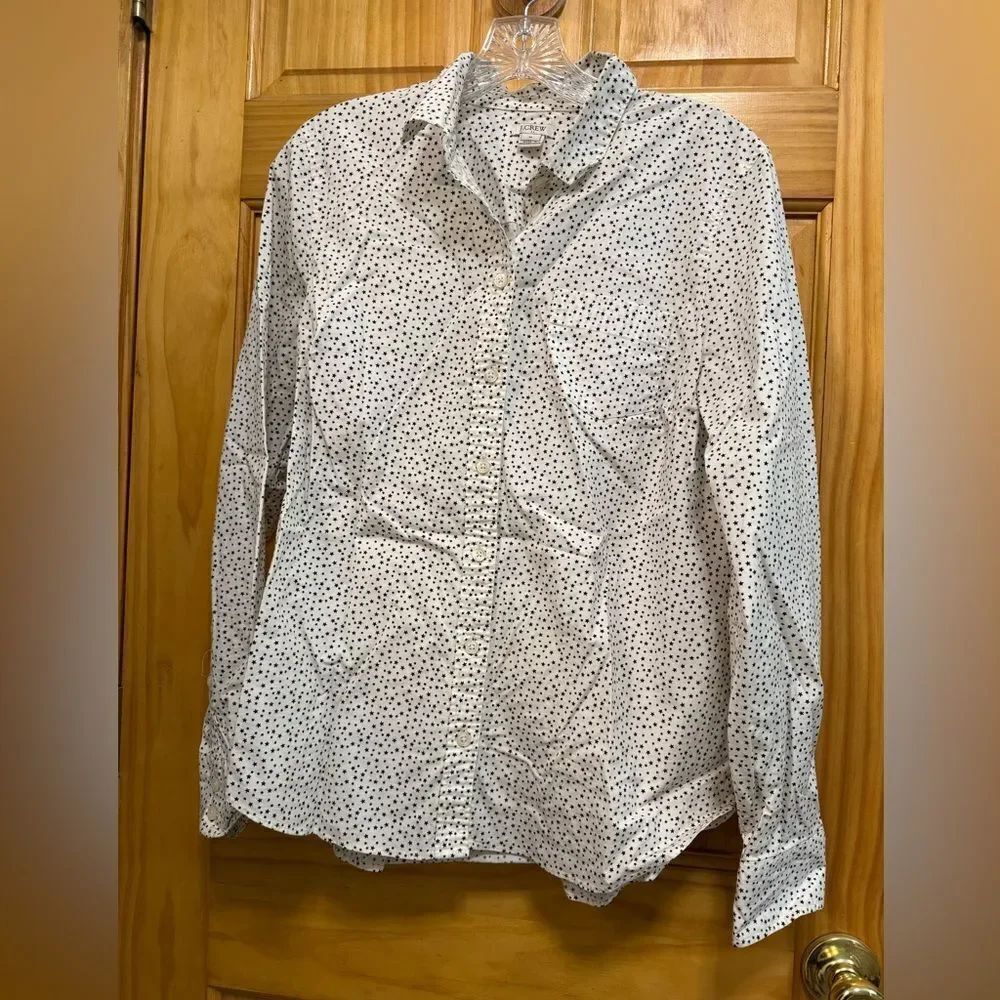 J. Crew size M ivory with stars print button down shirt